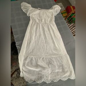 Zesica Elegant White Eyelet Kids Dress